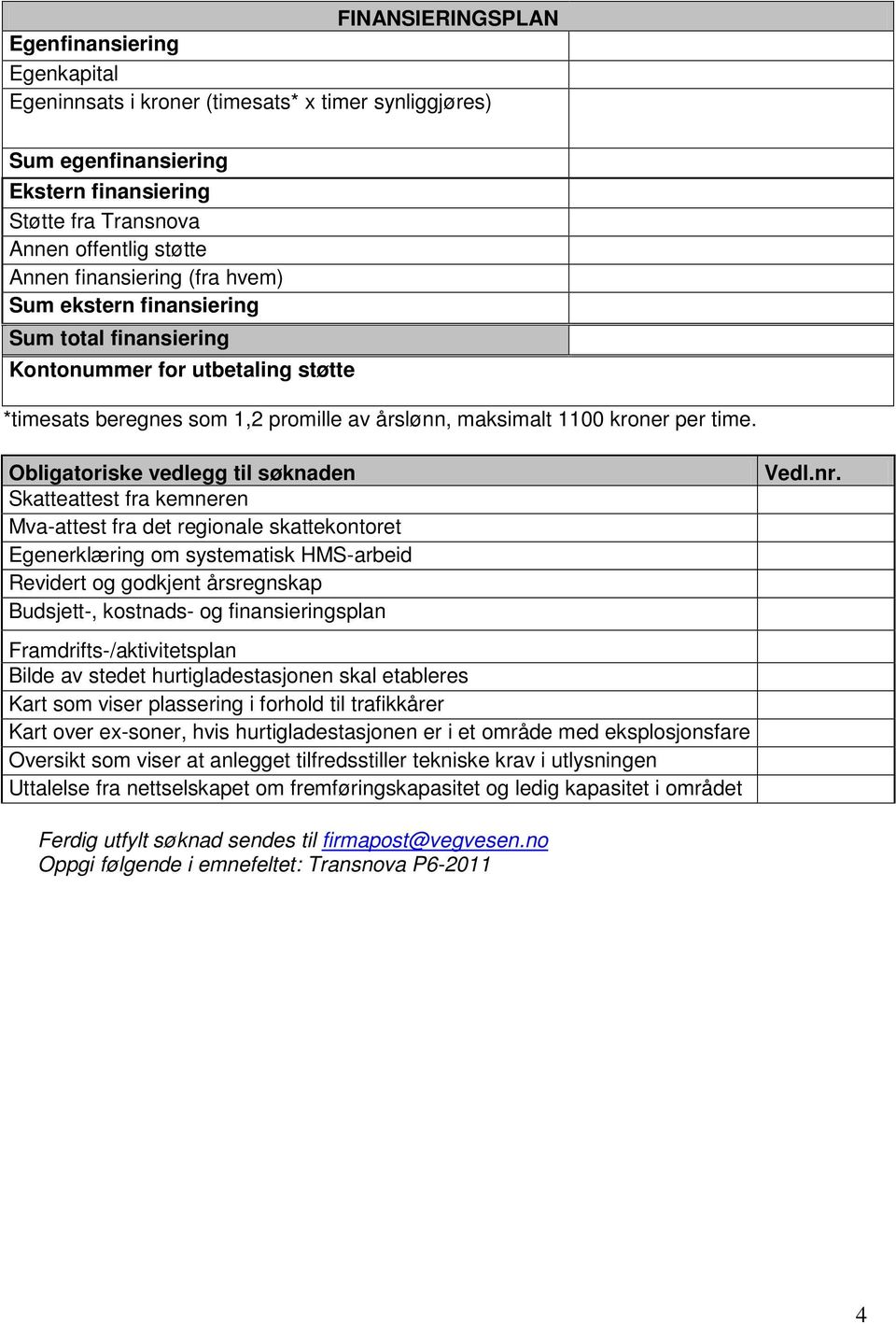 Obligatoriske vedlegg til søknaden Skatteattest fra kemneren Mva-attest fra det regionale skattekontoret Egenerklæring om systematisk HMS-arbeid Revidert og godkjent årsregnskap Budsjett-, kostnads-