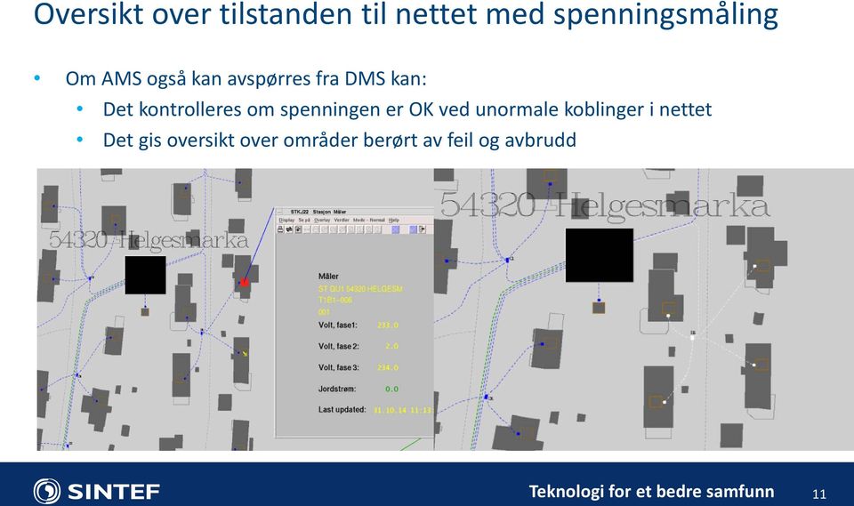 om spenningen er OK ved unormale koblinger i nettet Det