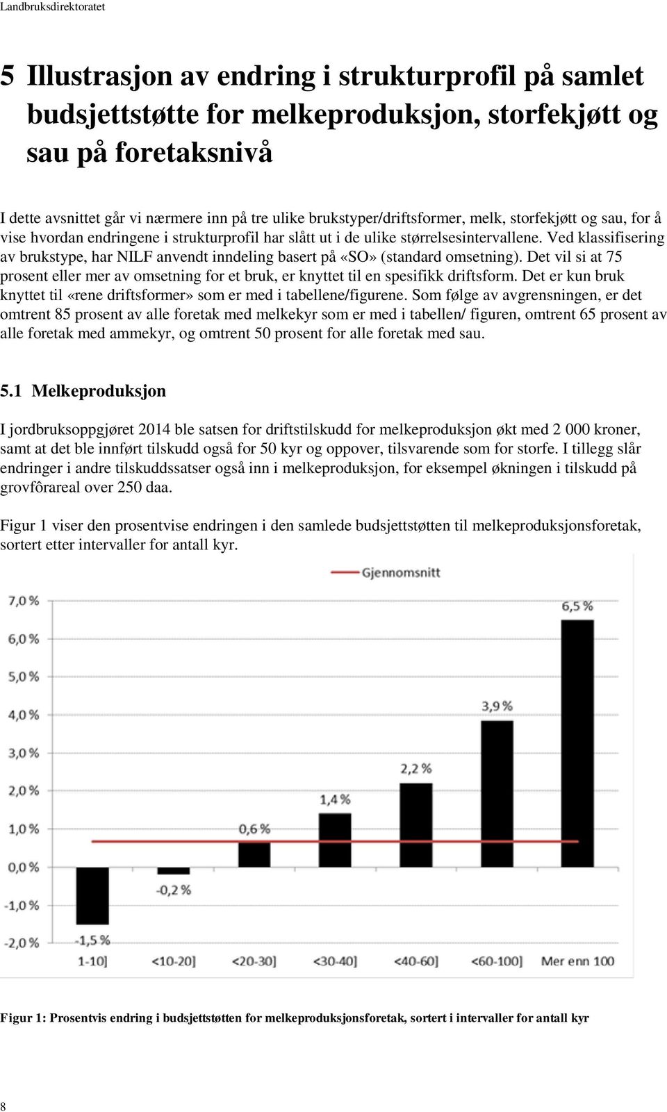 Ved klassifisering av brukstype, har NILF anvendt inndeling basert på «SO» (standard omsetning). Det vil si at 75 prosent eller mer av omsetning for et bruk, er knyttet til en spesifikk driftsform.