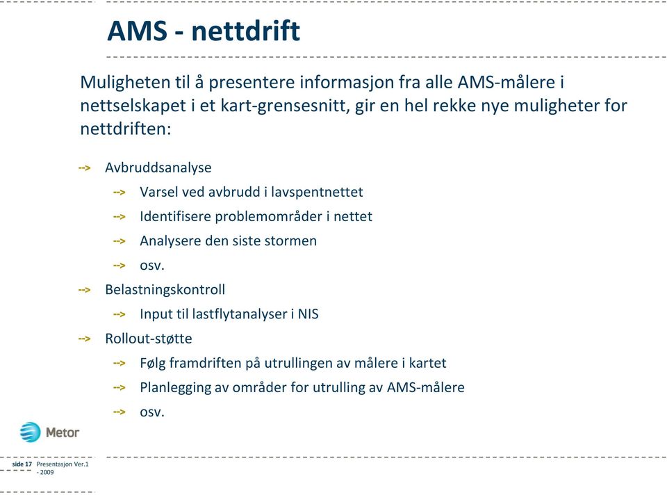 problemområder i nettet Analysere den siste stormen osv.