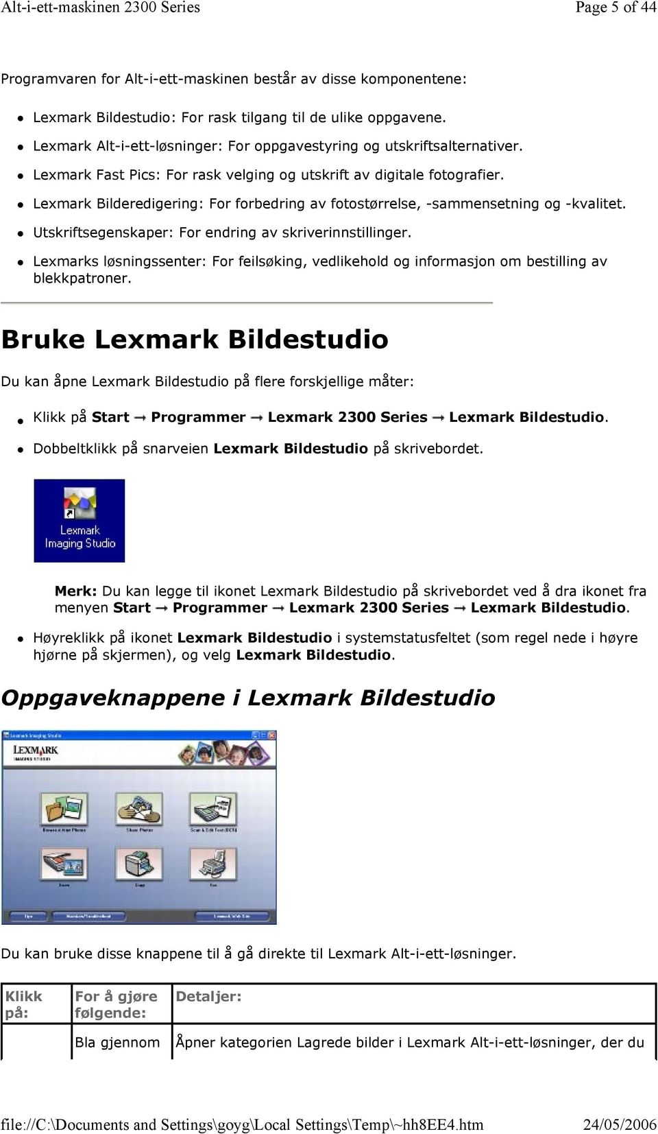 Lexmark Bilderedigering: For forbedring av fotostørrelse, -sammensetning og -kvalitet. Utskriftsegenskaper: For endring av skriverinnstillinger.