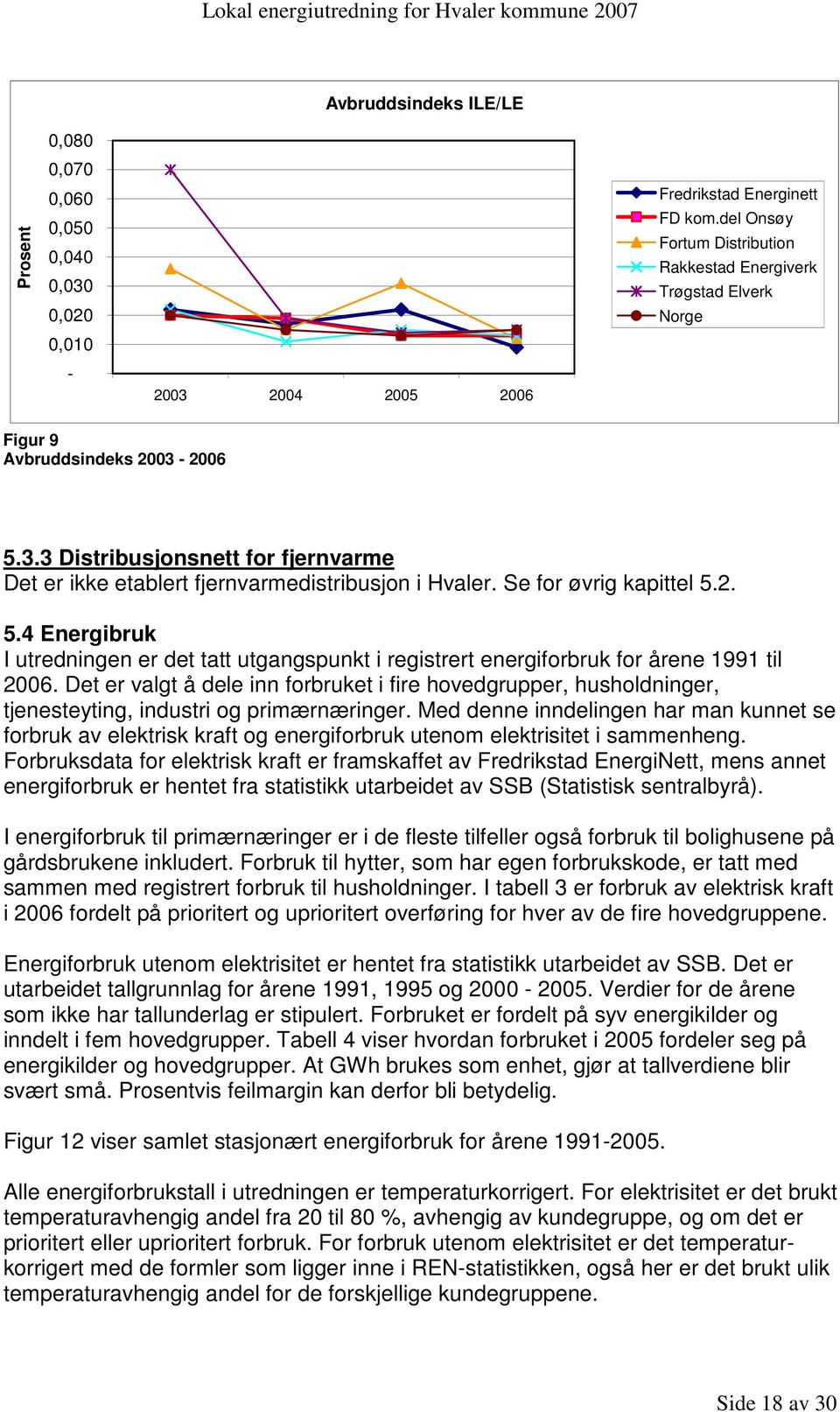 Se for øvrig kapittel 5.2. 5.4 Energibruk I utredningen er det tatt utgangspunkt i registrert energiforbruk for årene 1991 til 2006.