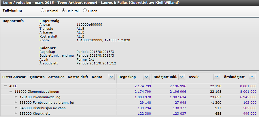 Velg rapporten LØNN/REFUSJON (aktuell måned) klikk HENT DATA.