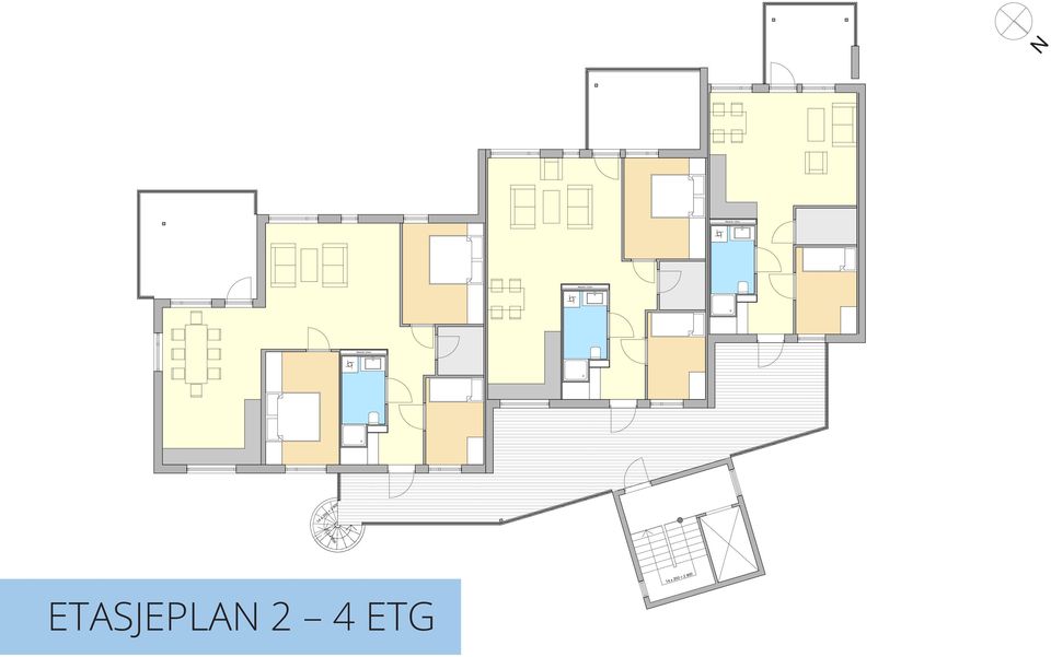 14 x 200 = 2 800 ETASJEPLAN 2 4