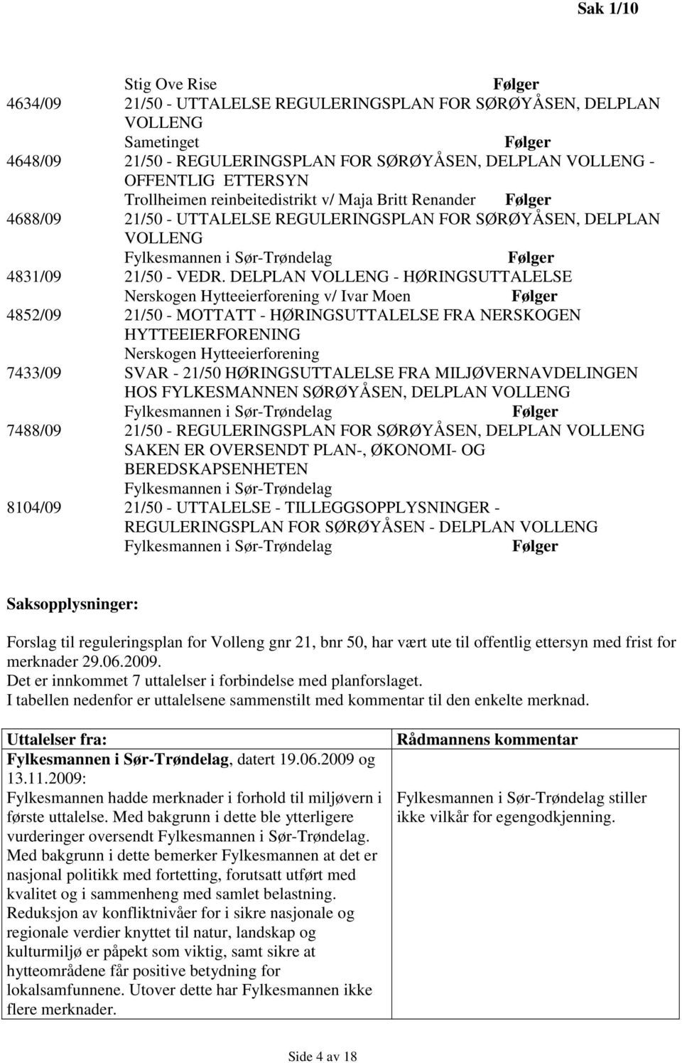 DELPLAN VOLLENG - HØRINGSUTTALELSE Nerskogen Hytteeierforening v/ Ivar Moen Følger 4852/09 21/50 - MOTTATT - HØRINGSUTTALELSE FRA NERSKOGEN HYTTEEIERFORENING Nerskogen Hytteeierforening 7433/09 SVAR