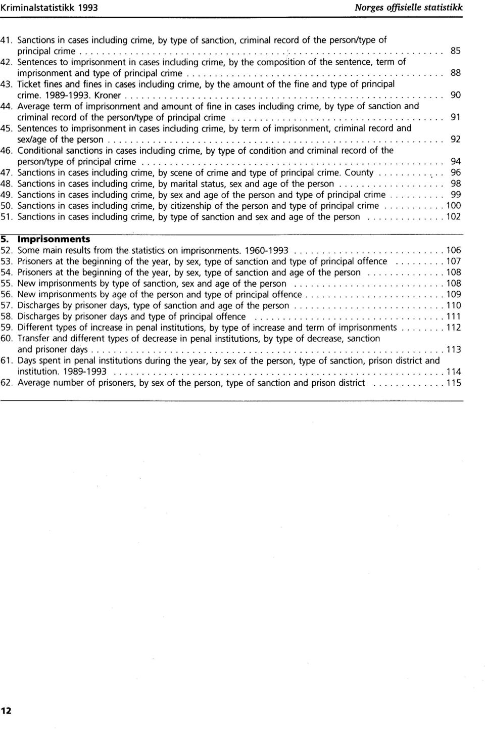 Ticket fines and fines in cases including crime, by the amount of the fine and type of principal crime. 9999. Kroner 90.