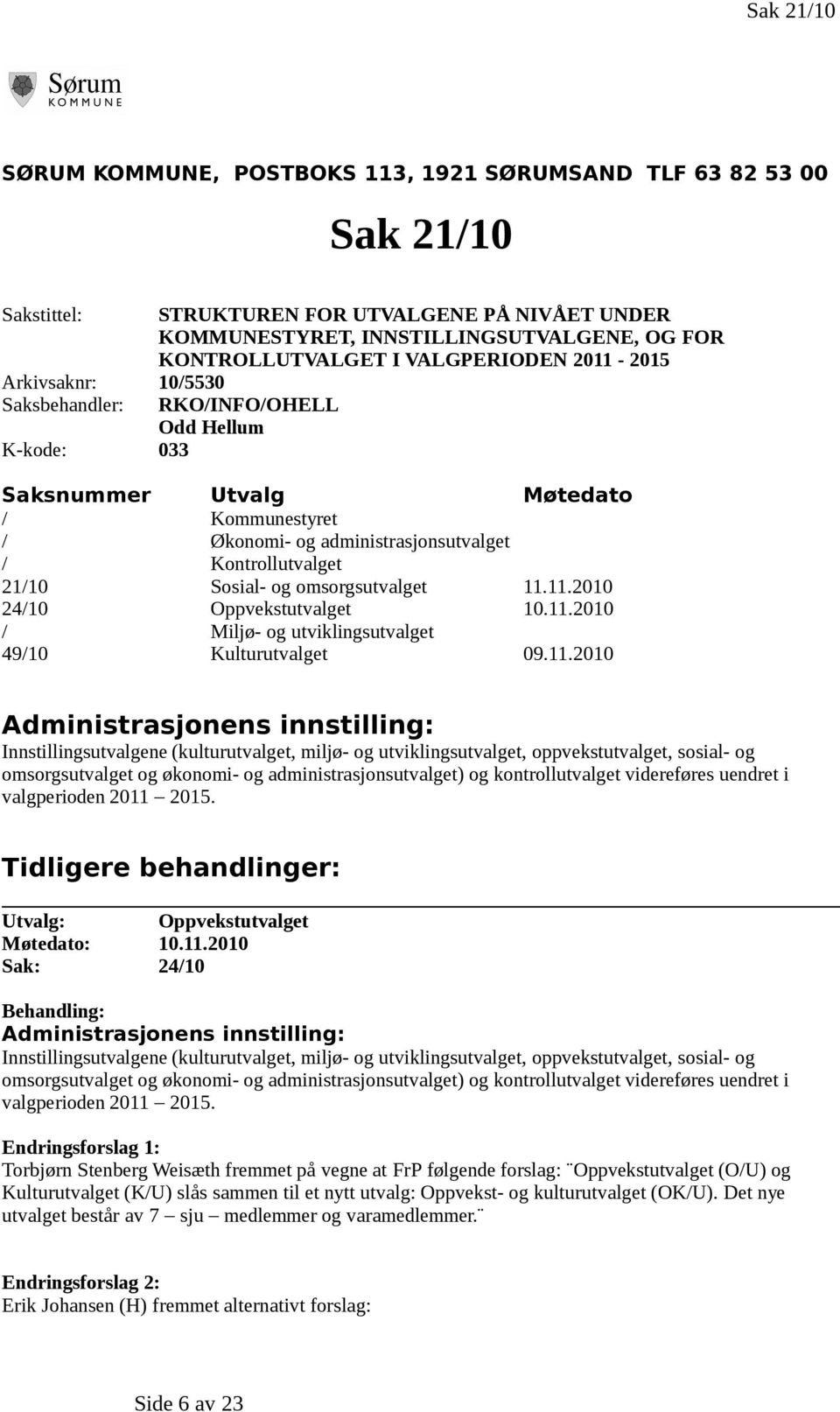 21/10 Sosial- og omsorgsutvalget 11.