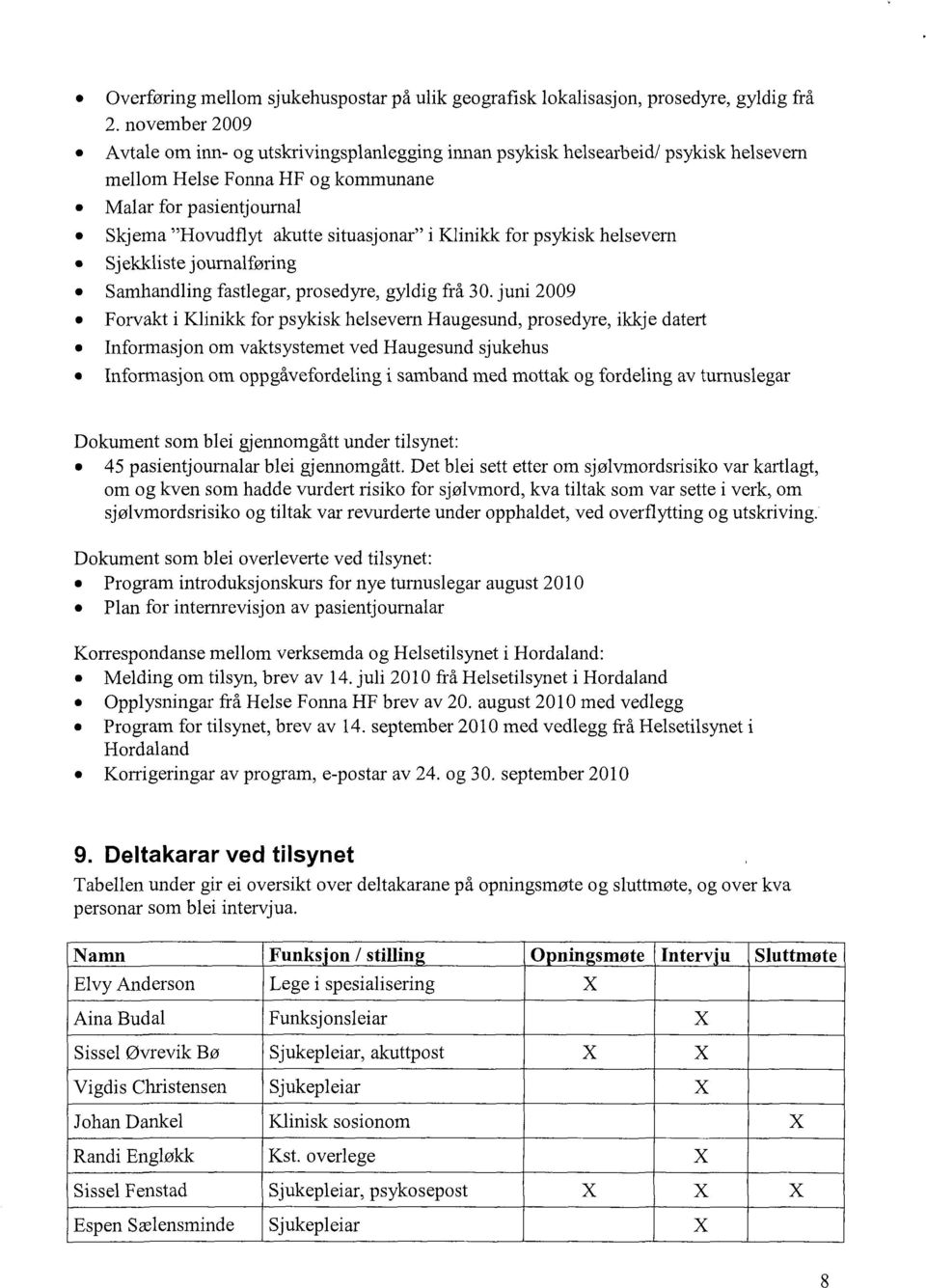 Klinikk for psykisk helsevern Sjekkliste journalføring Samhandling fastlegar, prosedyre, gyldig frå 30.