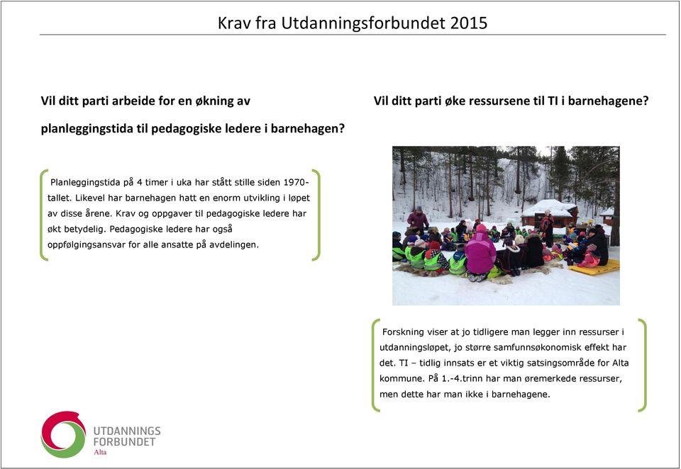 Krav og oppgaver til pedagogiske ledere har økt betydelig. Pedagogiske ledere har også oppfølgingsansvar for alle ansatte på avdelingen.