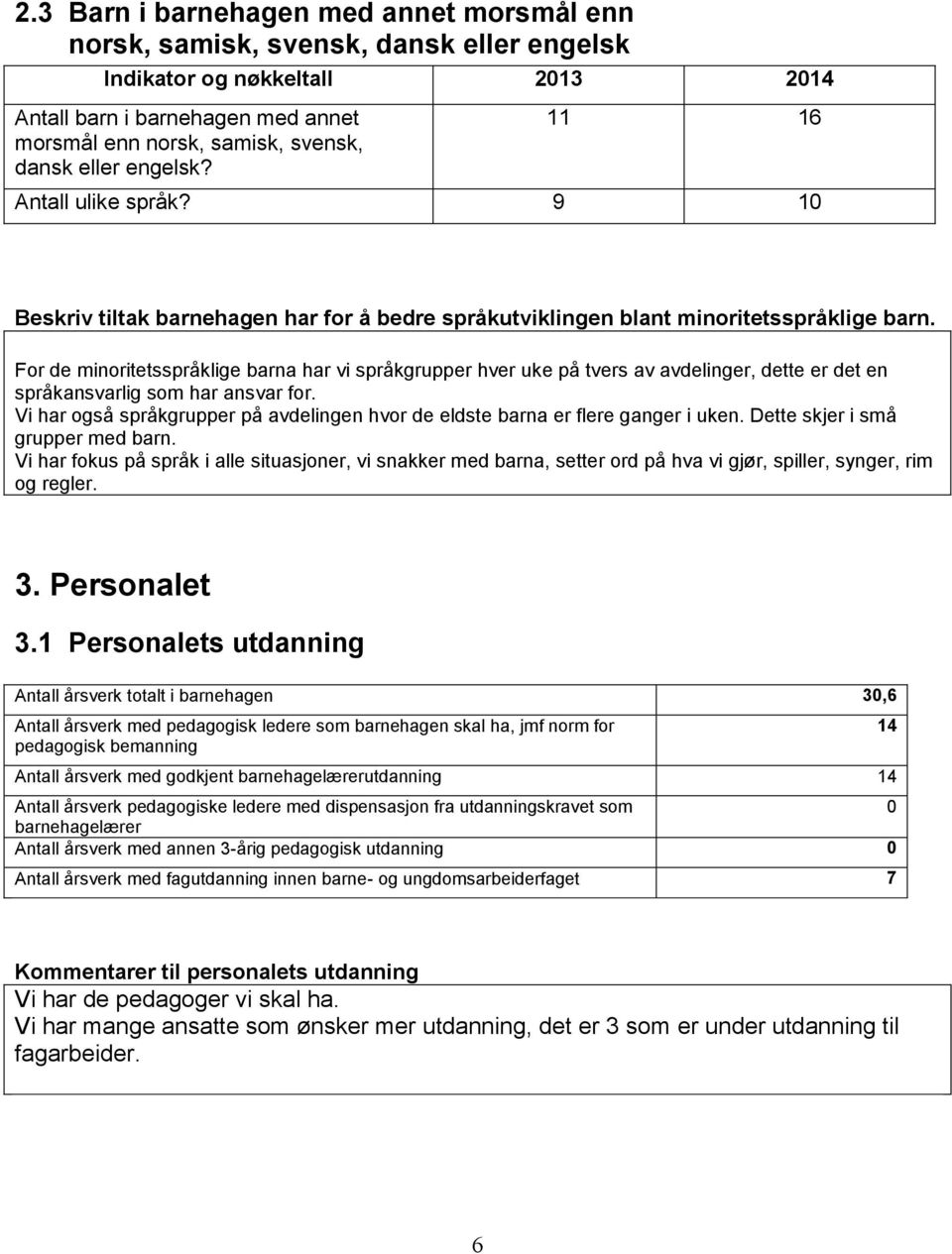 For de minoritetsspråklige barna har vi språkgrupper hver uke på tvers av avdelinger, dette er det en språkansvarlig som har ansvar for.