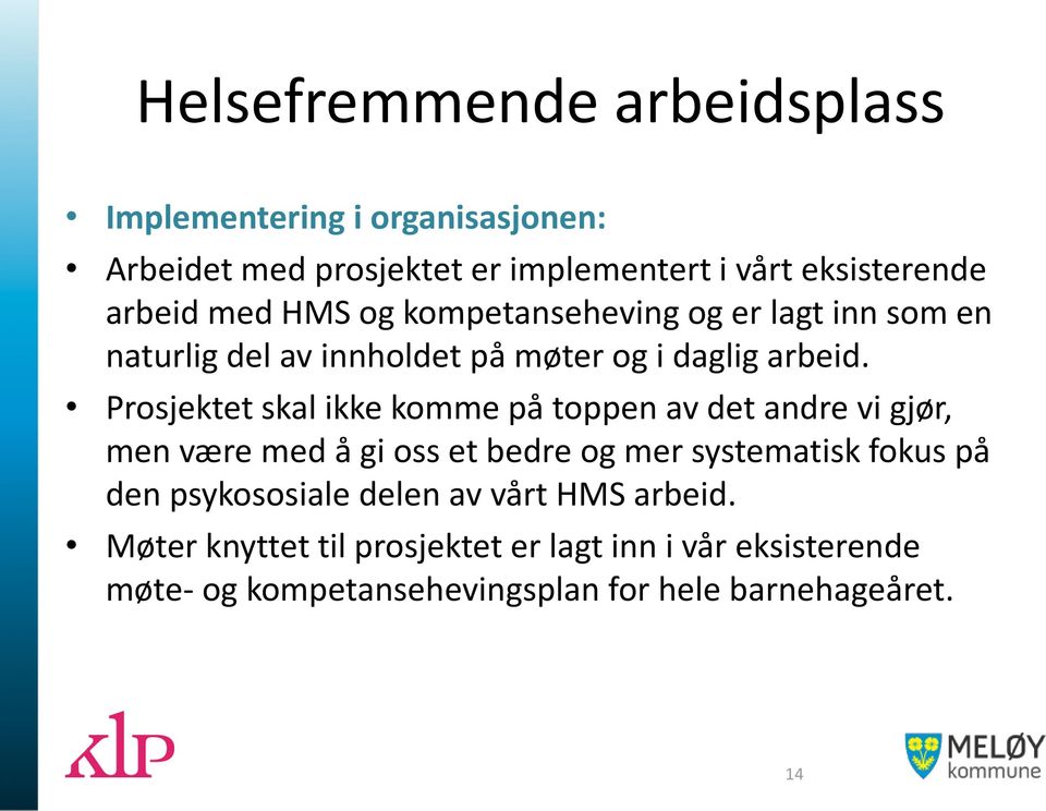 Prosjektet skal ikke komme på toppen av det andre vi gjør, men være med å gi oss et bedre og mer systematisk fokus på