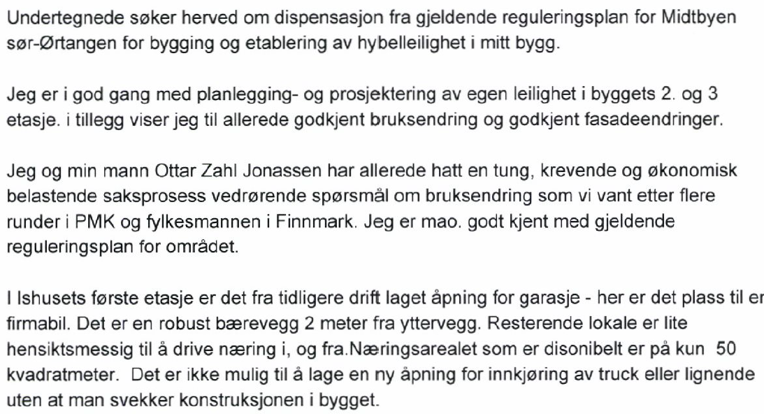 Sak 21/16.. Vurdering: Eiendommen gnr. 10, bnr. 657, Ishuset, ligger i et område som i reguleringsplanen for Midtbyen sør- Ørtangen er avsatt til industriformål. Caphuman Holding AS søkte den 21.10.2013 bruksendring fra næring til bolig i 2.