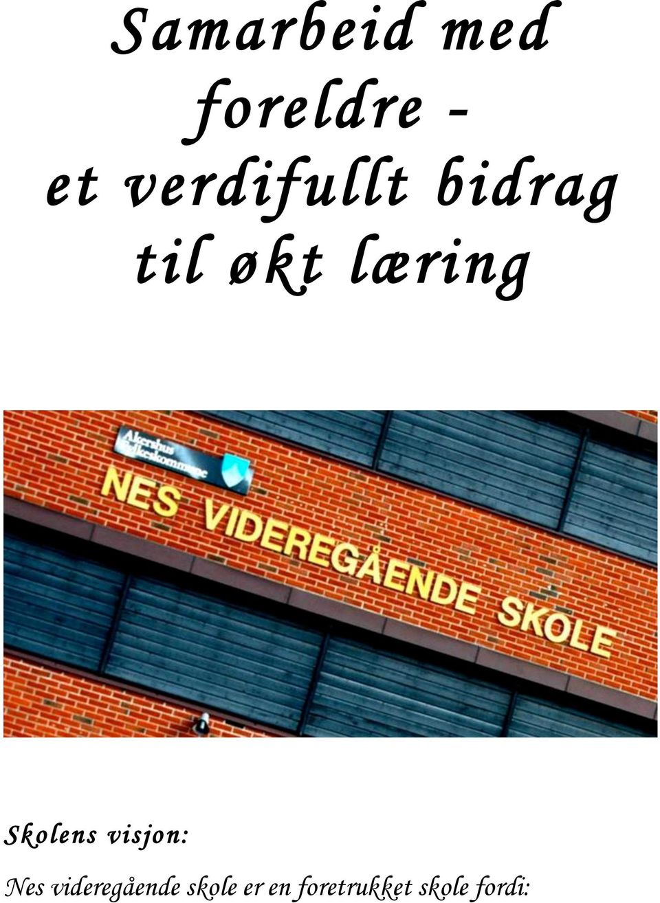 Skolens visjon: Nes videregående