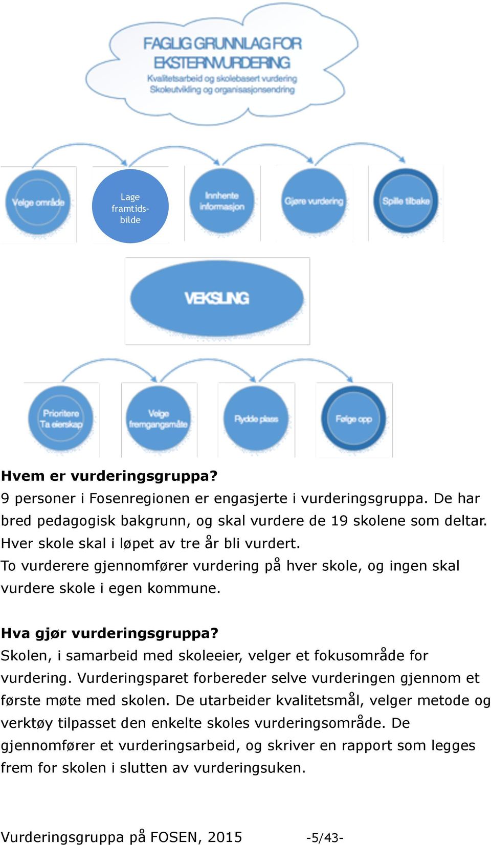 Skolen, i samarbeid med skoleeier, velger et fokusområde for vurdering. Vurderingsparet forbereder selve vurderingen gjennom et første møte med skolen.