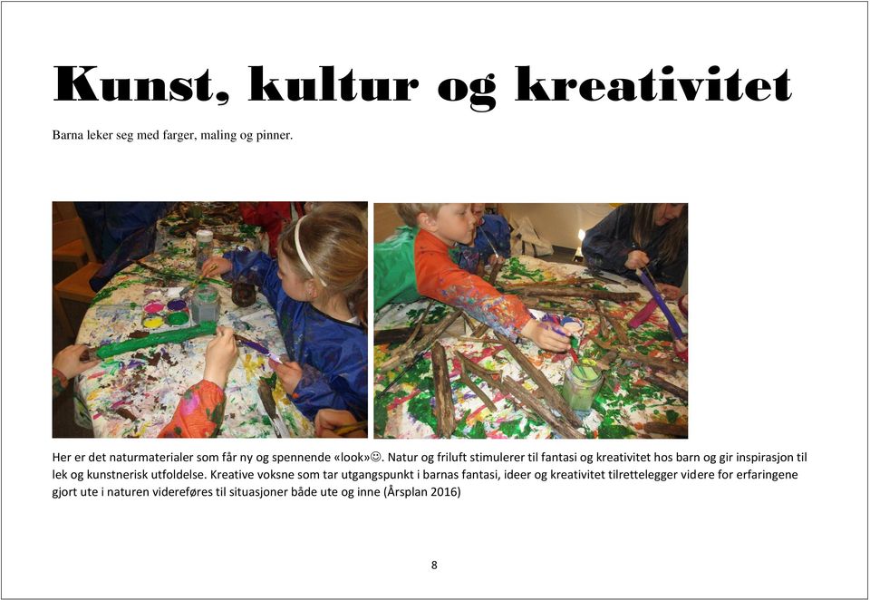 Natur og friluft stimulerer til fantasi og kreativitet hos barn og gir inspirasjon til lek og kunstnerisk