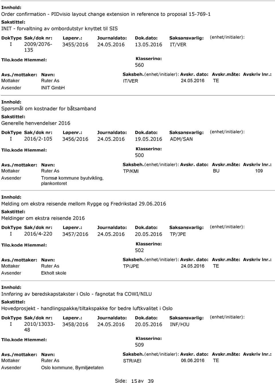 05.2016 ADM/SAN 500 Avs./mottaker: Navn: Saksbeh. Avskr. dato: Avskr.måte: Avskriv lnr.