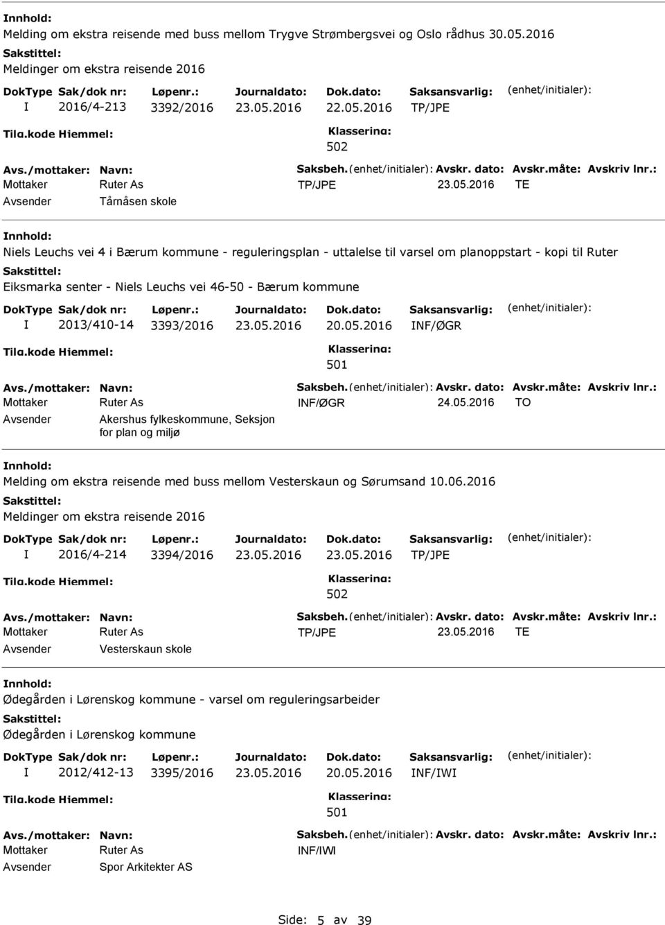 2013/410-14 3393/2016 20.05.2016 NF/ØGR Avs./mottaker: Navn: Saksbeh. Avskr. dato: Avskr.måte: Avskriv lnr.