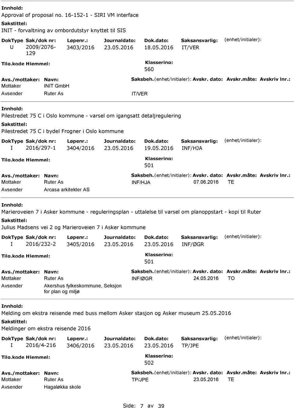 : Mottaker NT GmbH T/VER nnhold: Pilestredet 75 C i Oslo kommune - varsel om igangsatt detaljregulering Pilestredet 75 C i bydel Frogner i Oslo kommune 2016/297-1 3404/2016 19.05.2016 NF/HJA Avs.