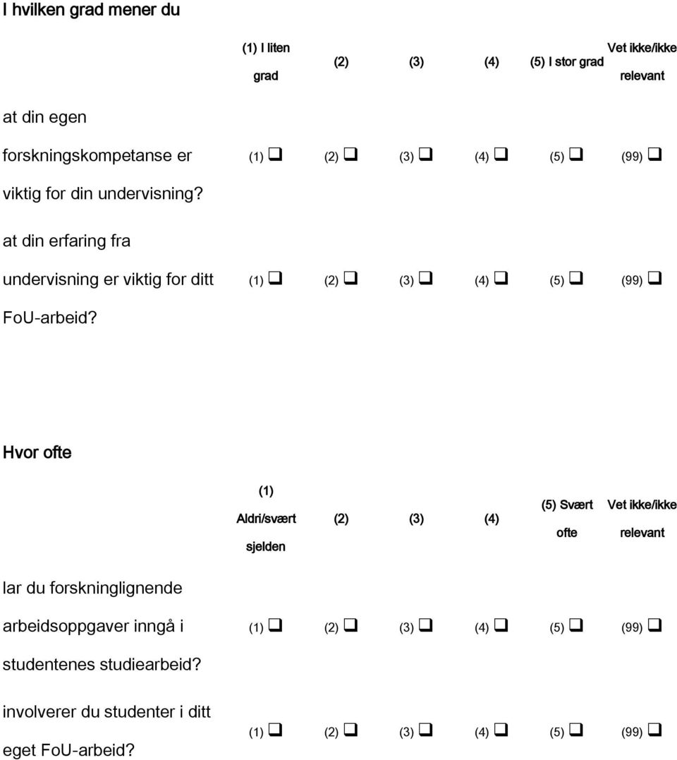 at din erfaring fra undervisning er viktig for ditt FoU-arbeid?