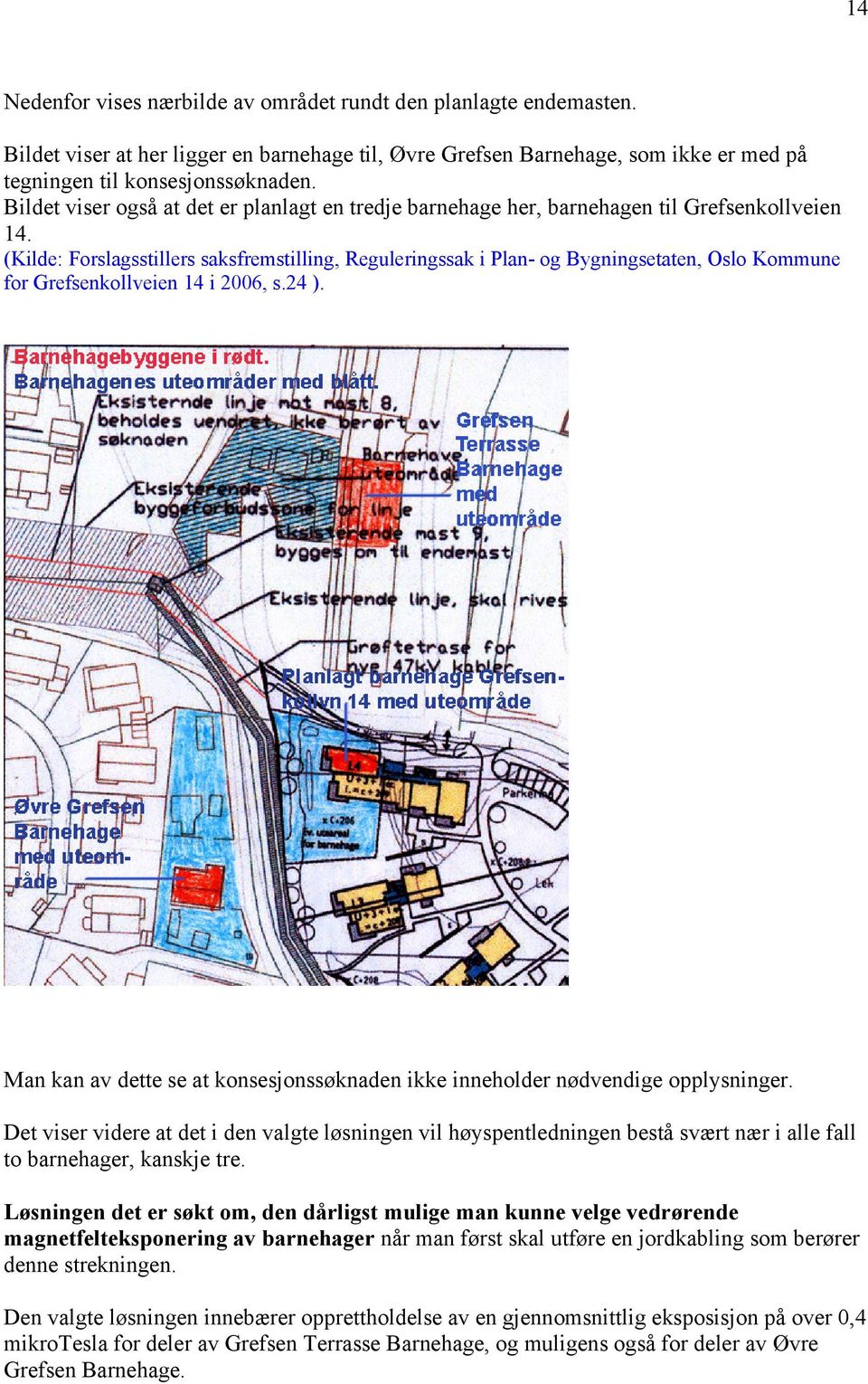 (Kilde: Forslagsstillers saksfremstilling, Reguleringssak i Plan- og Bygningsetaten, Oslo Kommune for Grefsenkollveien 14 i 2006, s.24 ).