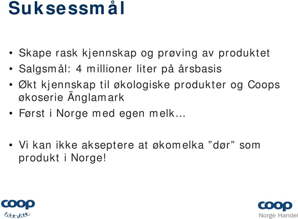 økologiske produkter og Coops økoserie Änglamark Først i Norge