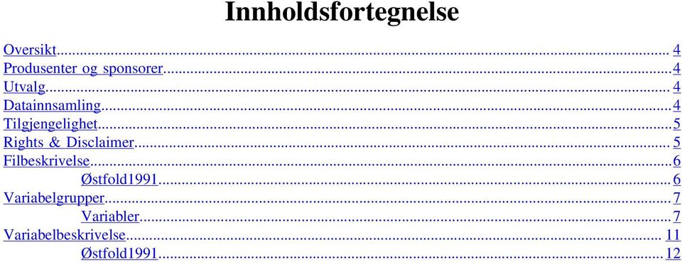 ..5 Rights & Disclaimer... 5 Filbeskrivelse...6 Østfold1991.