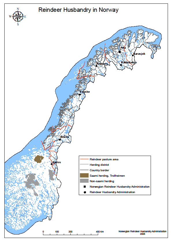 Reindrifta i Norge (2012/13): 40 % av Norges landareal benyttes til reinbeite (80% fra Finnma