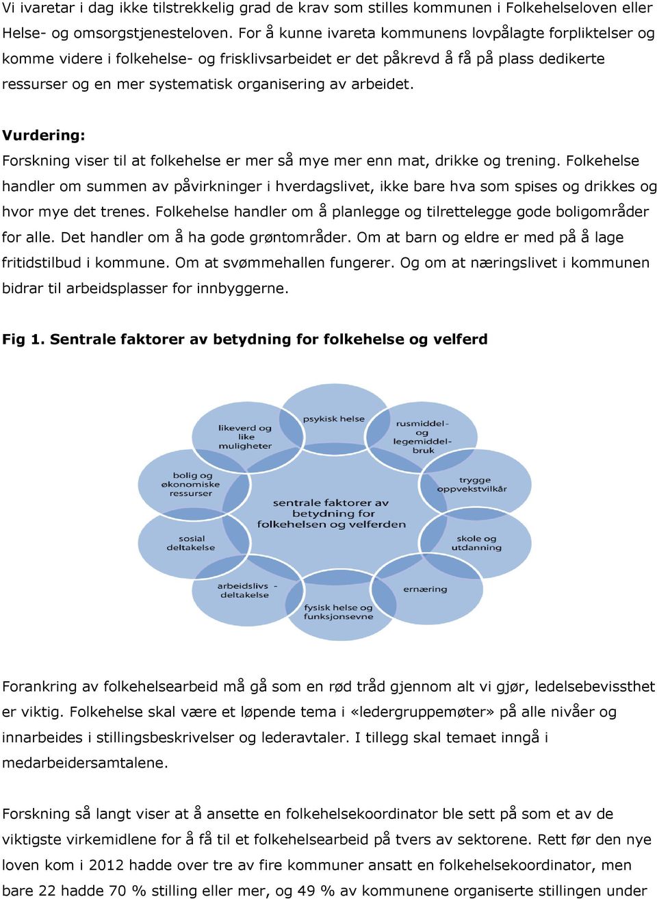 arbeidet. Vurdering: Forskning viser til at folkehelse er mer så mye mer enn mat, drikke og trening.