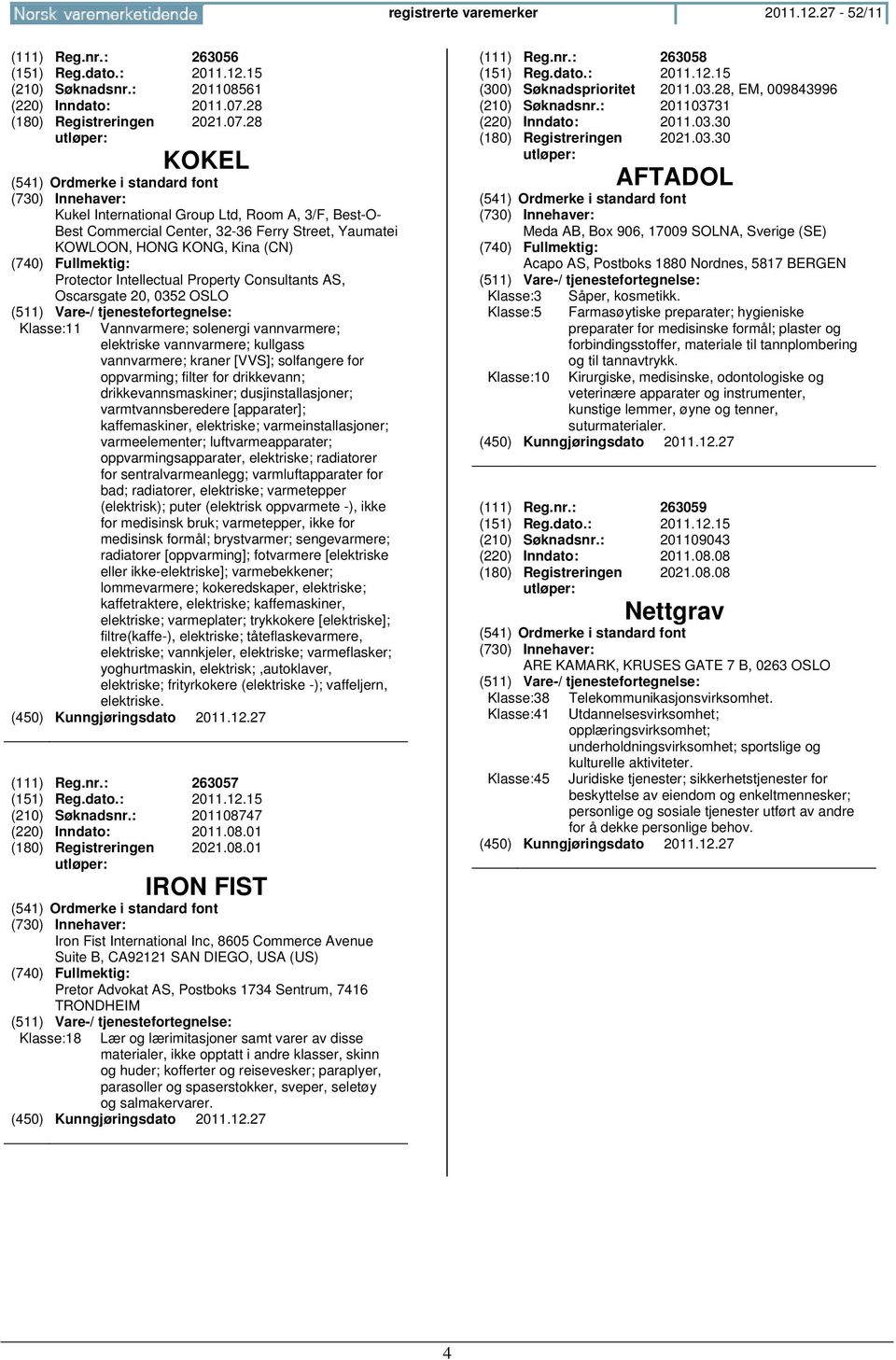 28 KOKEL (541) Ordmerke i standard font Kukel International Group Ltd, Room A, 3/F, Best-O- Best Commercial Center, 32-36 Ferry Street, Yaumatei KOWLOON, HONG KONG, Kina (CN) Protector Intellectual