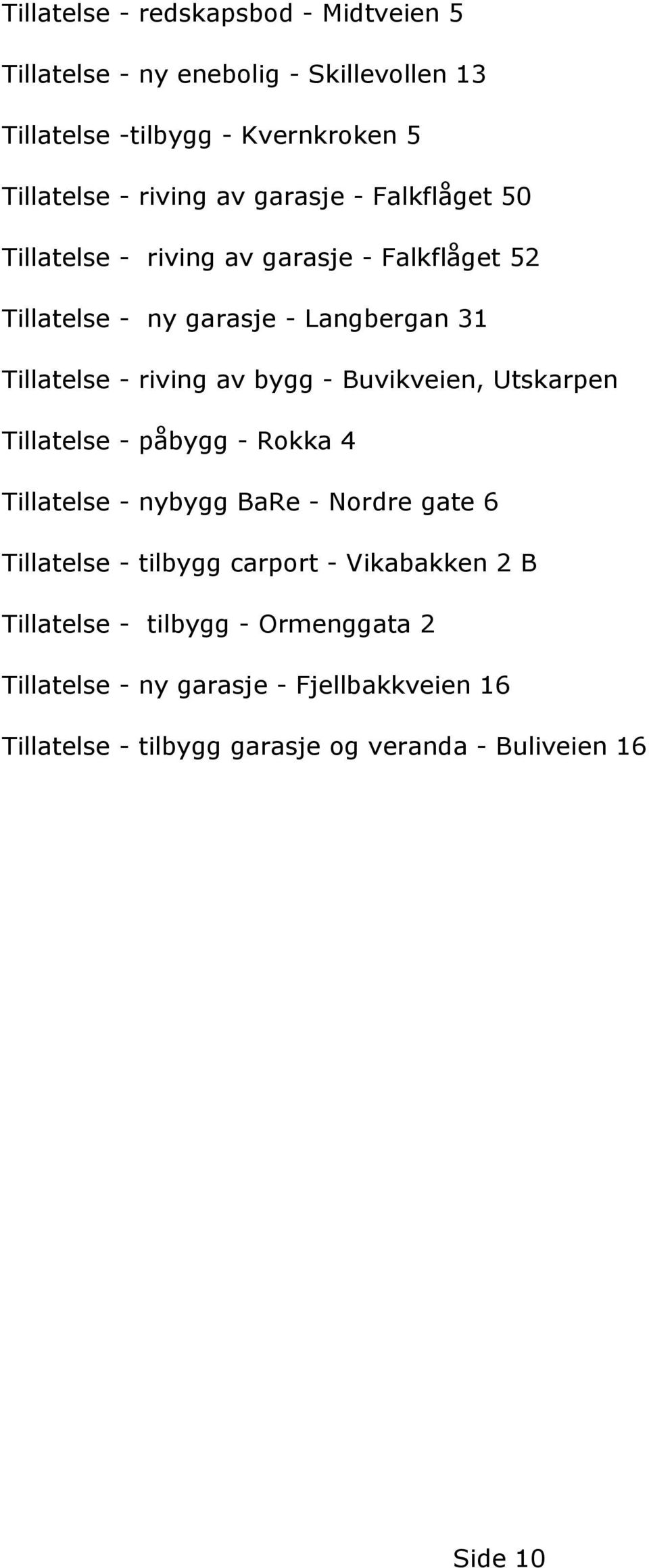 Tillatelse-rivingavbygg-Buvikveien,Utskarpen Tillatelse-påbygg-Rokka4 Tillatelse-nybyggBaRe-Nordregate6