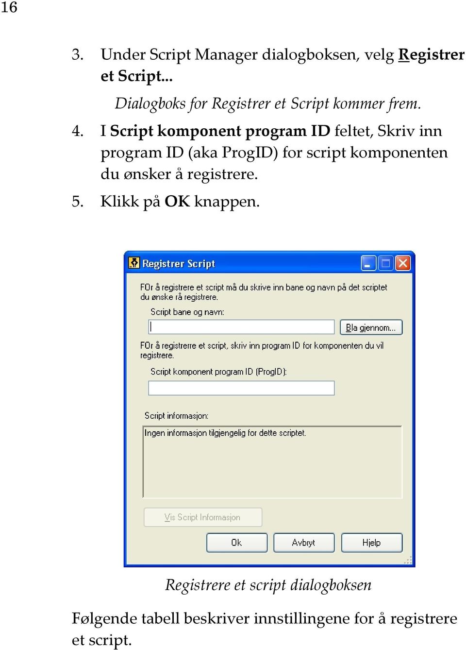 I Script komponent program ID feltet, Skriv inn program ID (aka ProgID) for script