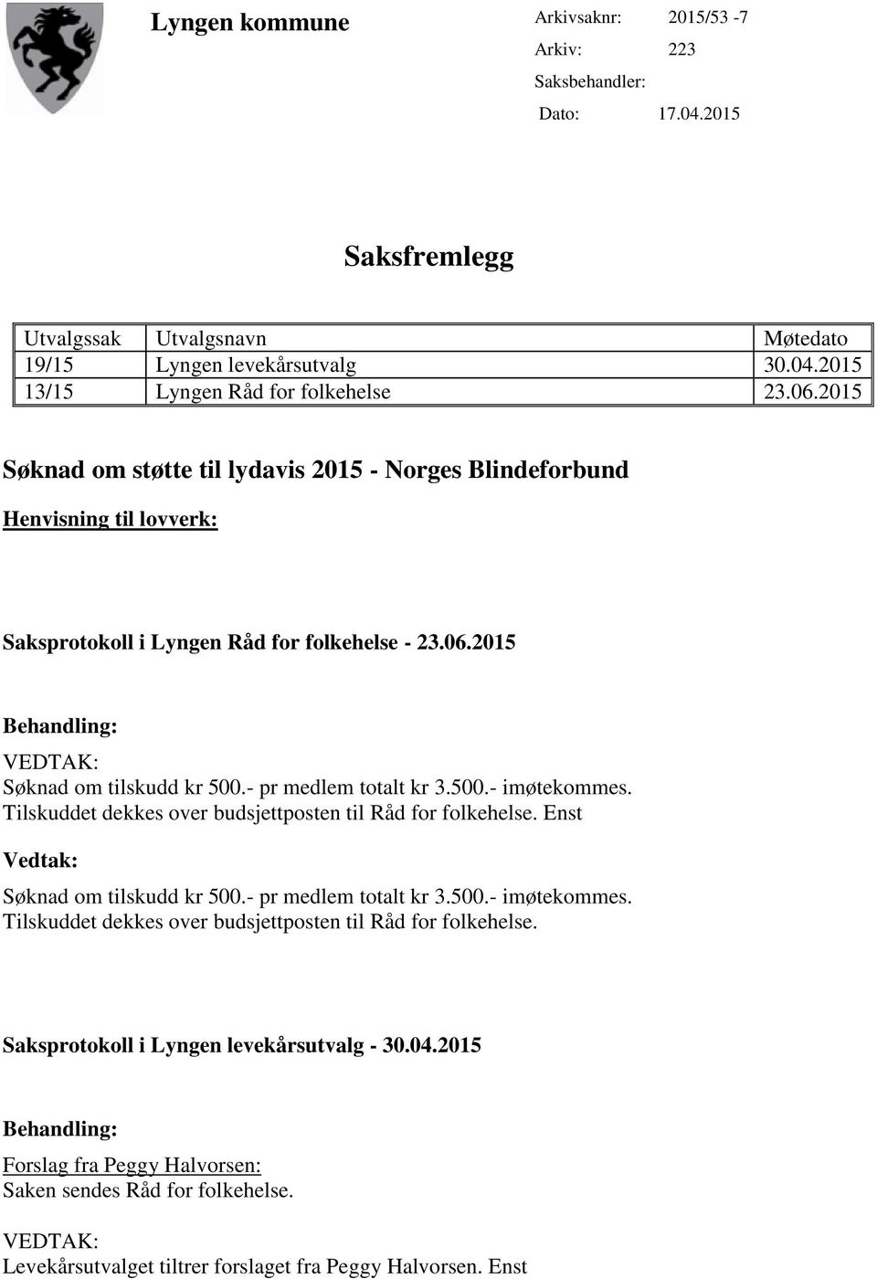 Tilskuddet dekkes over budsjettposten til Råd for folkehelse. Enst Søknad om tilskudd kr 500.- pr medlem totalt kr 3.500.- imøtekommes.