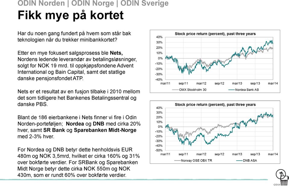 til oppkjøpsfondene Advent International og Bain Capital, samt det statlige danske pensjonsfondet ATP.