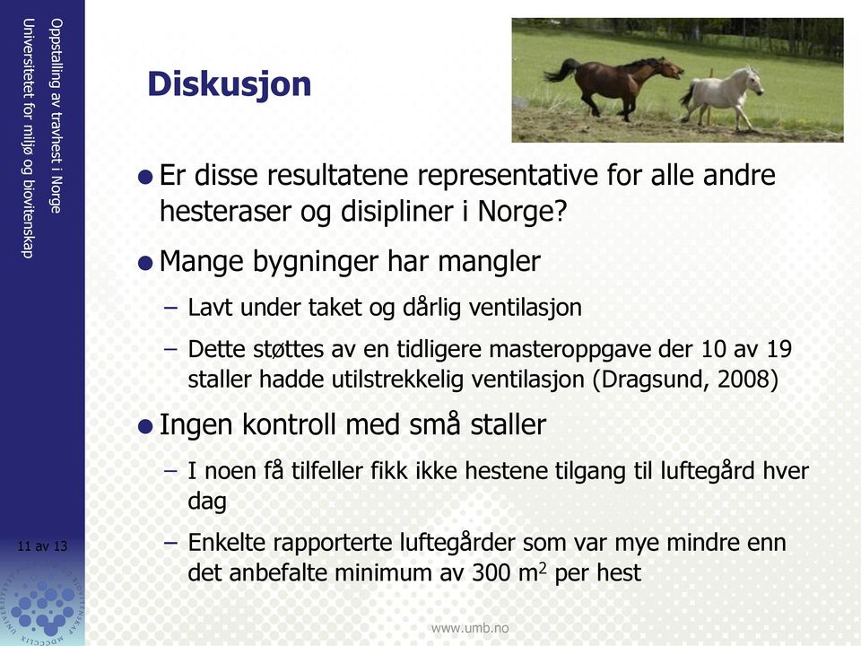 19 staller hadde utilstrekkelig ventilasjon (Dragsund, 2008) Ingen kontroll med små staller I noen få tilfeller fikk