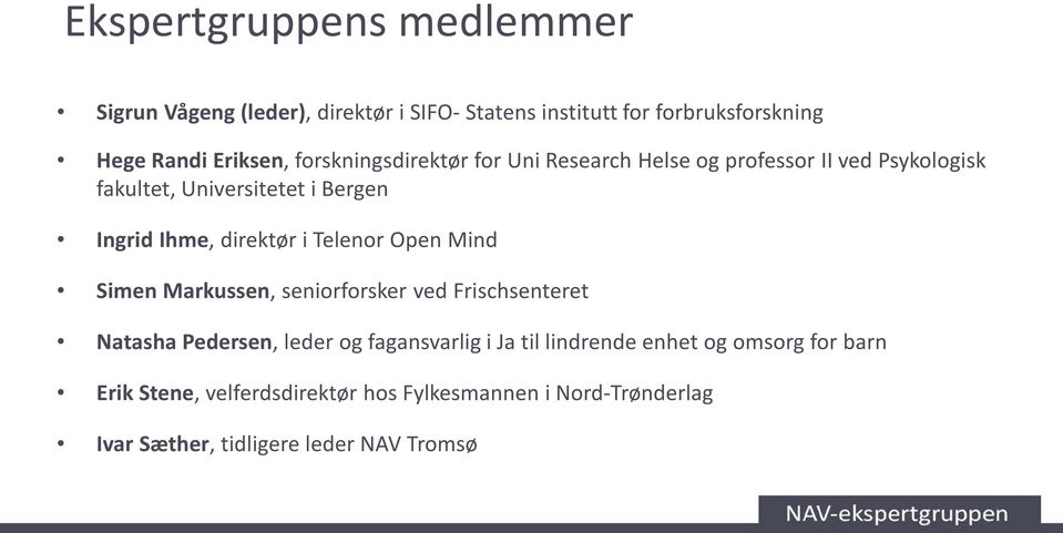 direktør i Telenor Open Mind Simen Markussen, seniorforsker ved Frischsenteret Natasha Pedersen, leder og fagansvarlig i Ja til