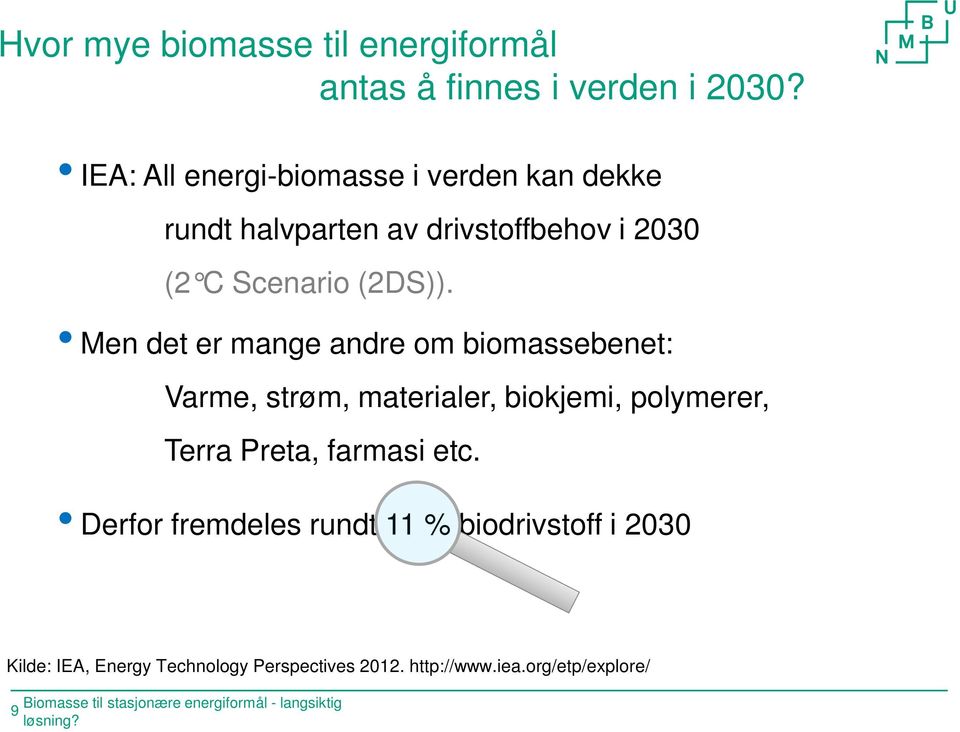 Men det er mange andre om biomassebenet: Varme, strøm, materialer, biokjemi, polymerer, Terra Preta, farmasi etc.