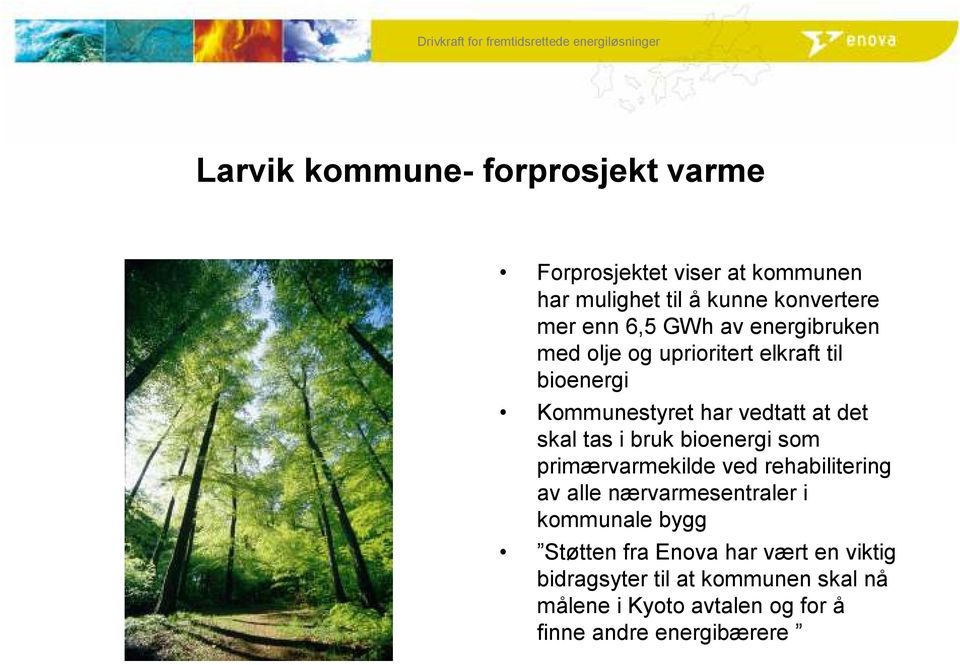 i bruk bioenergi som primærvarmekilde ved rehabilitering av alle nærvarmesentraler i kommunale bygg Støtten fra