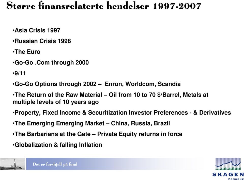 $/Barrel, Metals at multiple levels of 10 years ago Property, Fixed Income & Securitization Investor Preferences - &