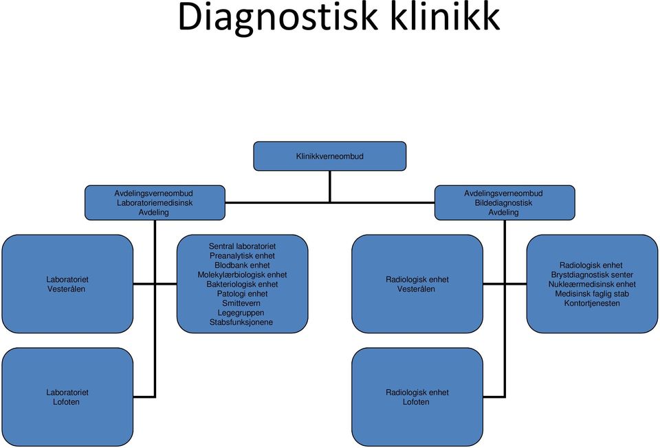 Patologi enhet Smittevern Legegruppen Stabsfunksjonene Radiologisk enhet Vesterålen Radiologisk enhet