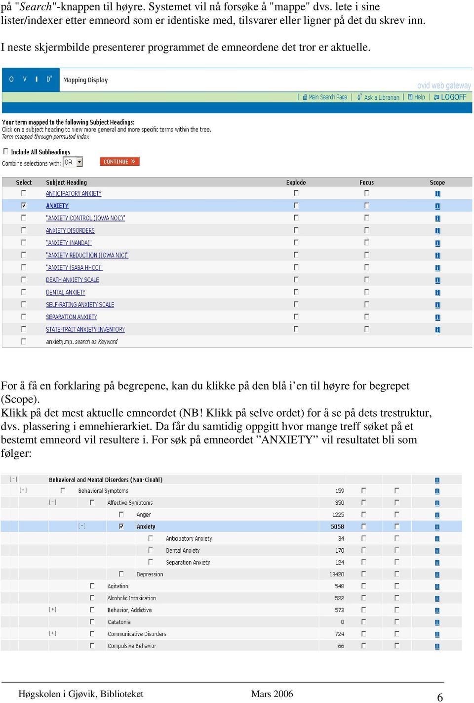 I neste skjermbilde presenterer programmet de emneordene det tror er aktuelle.