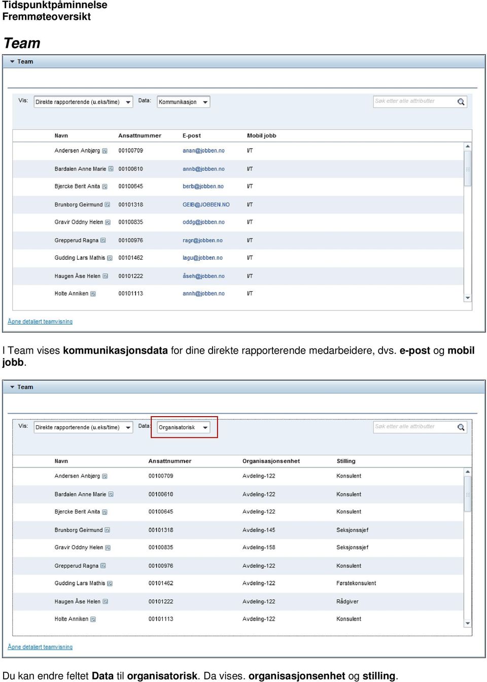 medarbeidere, dvs. e-post og mobil jobb.