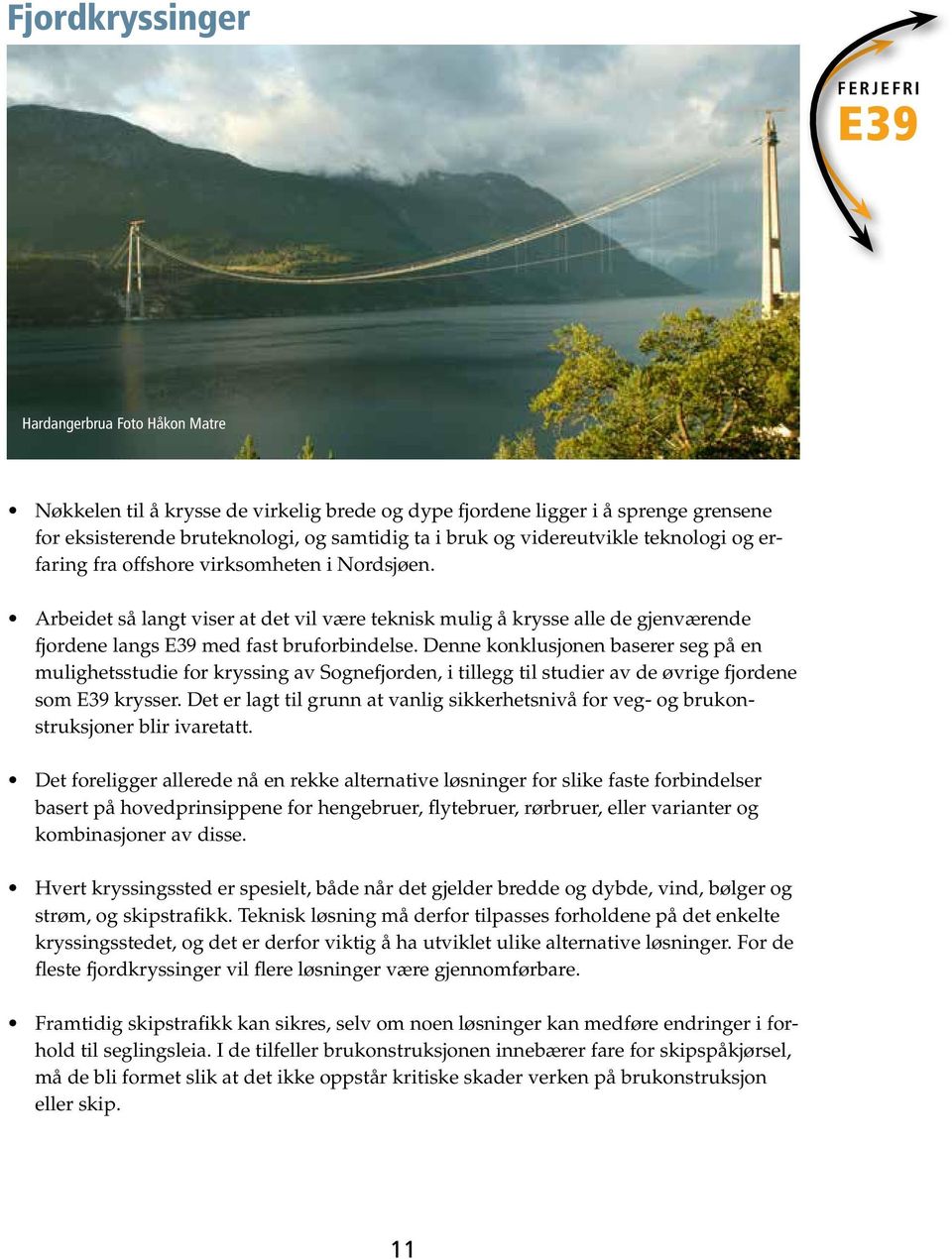 Denne konklusjonen baserer seg på en mulighetsstudie for kryssing av Sognefjorden, i tillegg til studier av de øvrige fjordene som krysser.