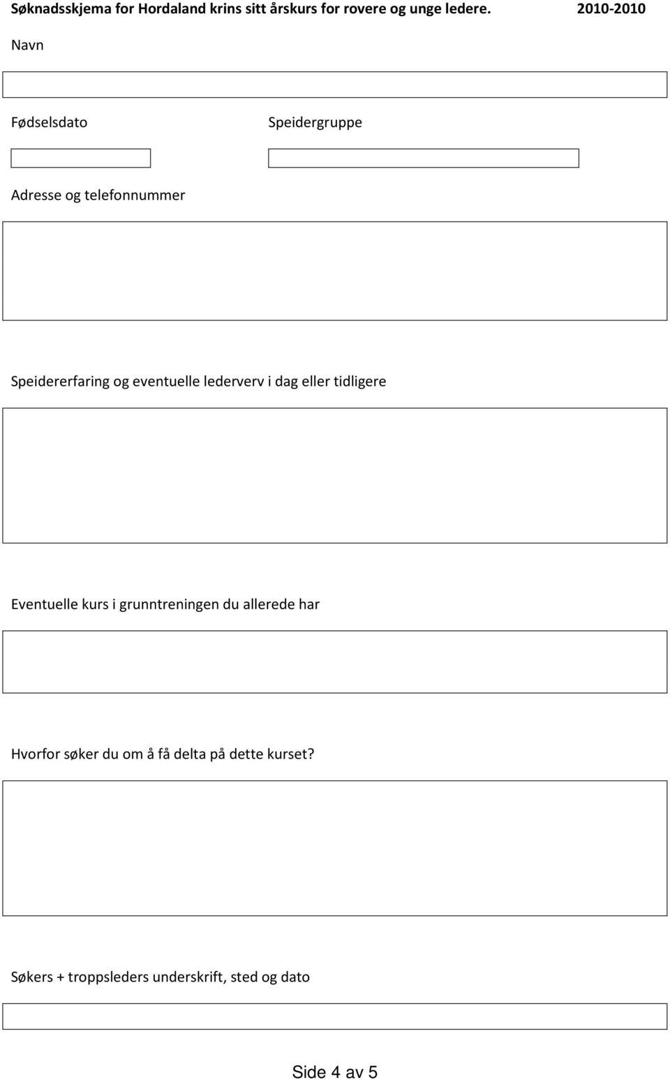 eventuelle lederverv i dag eller tidligere Eventuelle kurs i grunntreningen du allerede