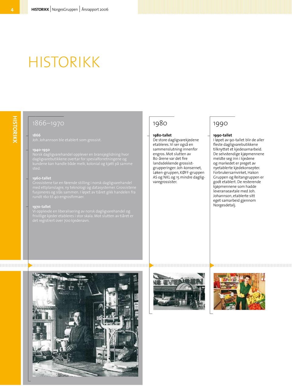 1960-tallet Grossistene tar en førende stilling i norsk dagligvarehandel med ettplanslagre, ny teknologi og datasystemer. Grossistene fusjoneres og slås sammen.