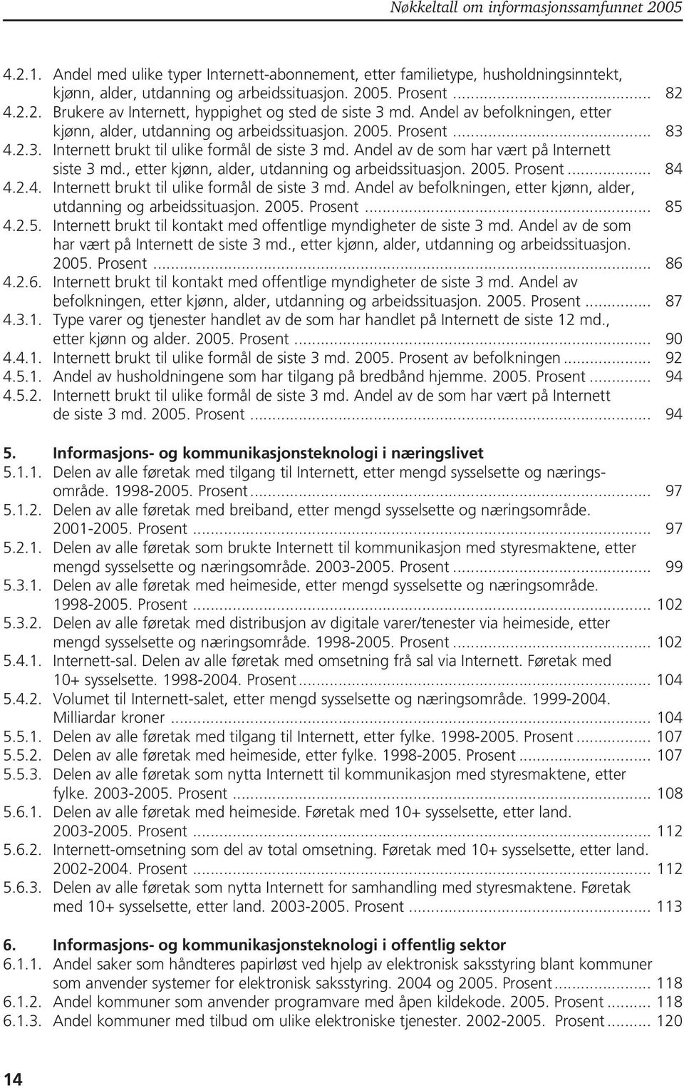 , etter kjønn, alder, utdanning og arbeidssituasjon. 2005.... 84 4.2.4. Internett brukt til ulike formål de siste 3 md. Andel av befolkningen, etter kjønn, alder, utdanning og arbeidssituasjon. 2005.... 85 4.