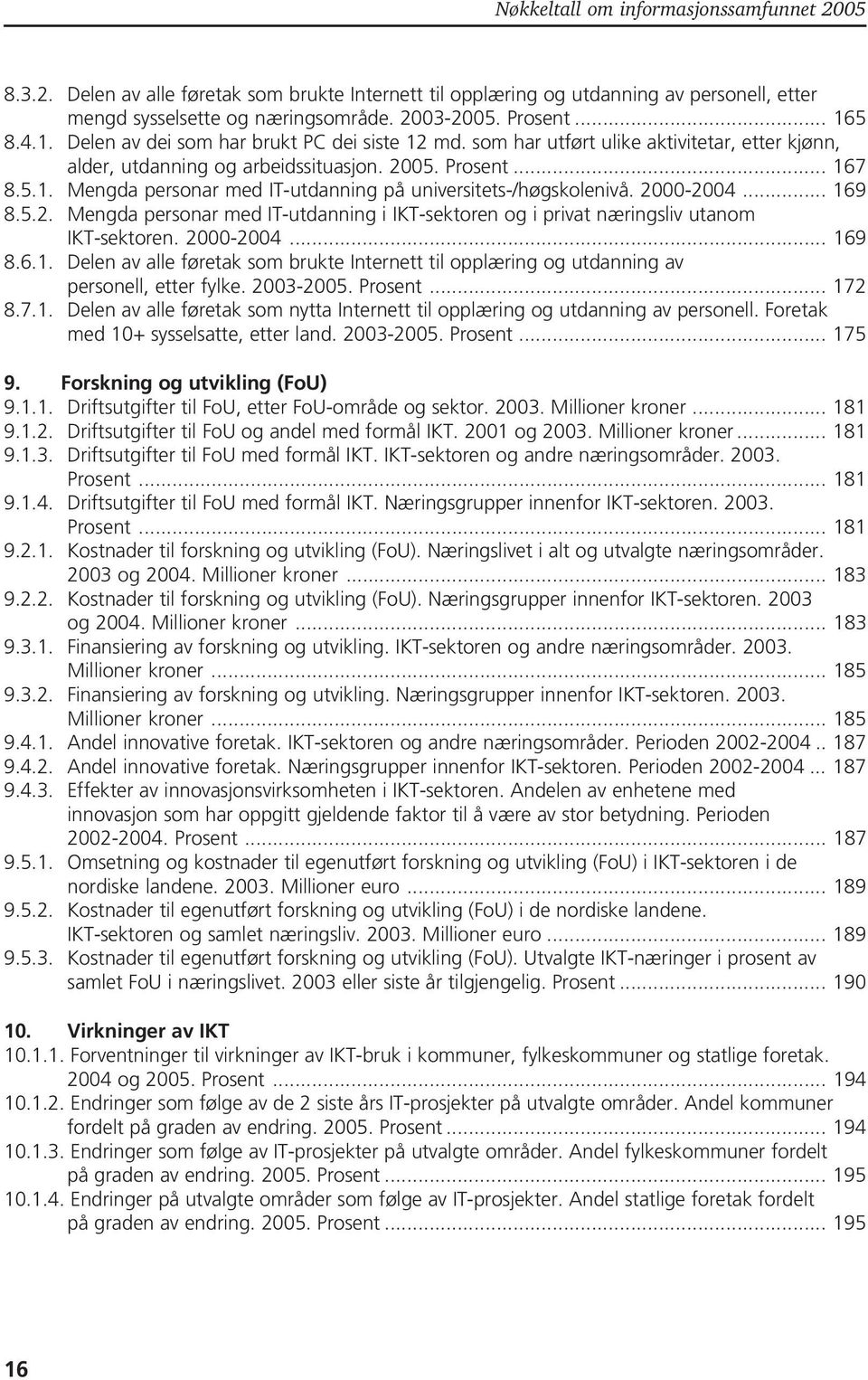 2000-2004... 169 8.6.1. Delen av alle føretak som brukte Internett til opplæring og utdanning av personell, etter fylke. 2003-2005.... 172 8.7.1. Delen av alle føretak som nytta Internett til opplæring og utdanning av personell.