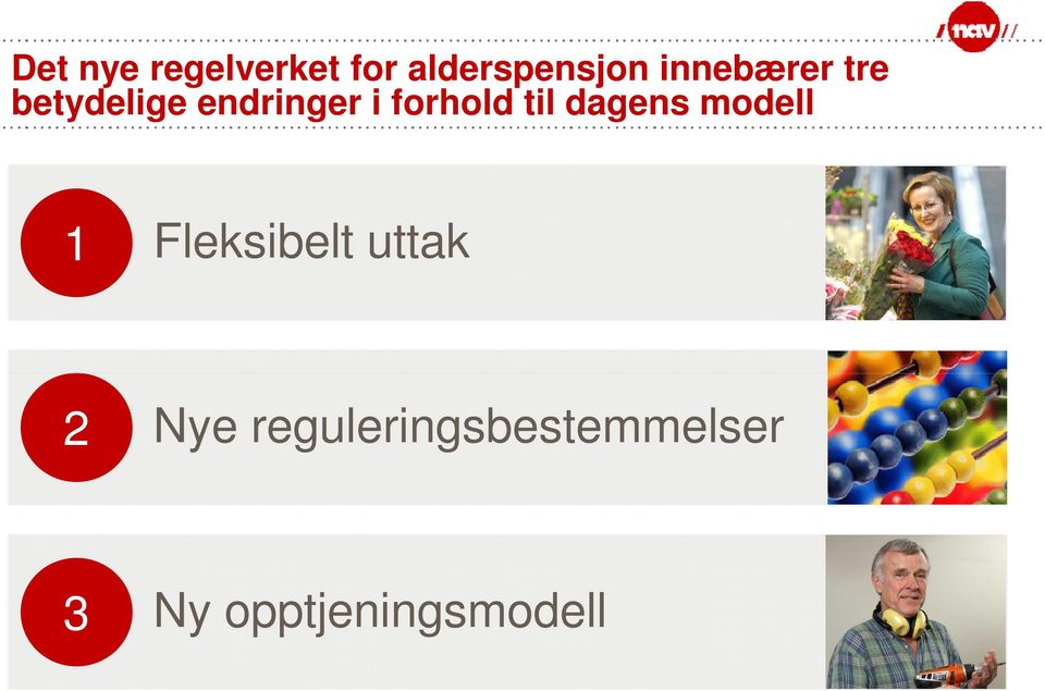 forhold til dagens modell 1 Fleksibelt