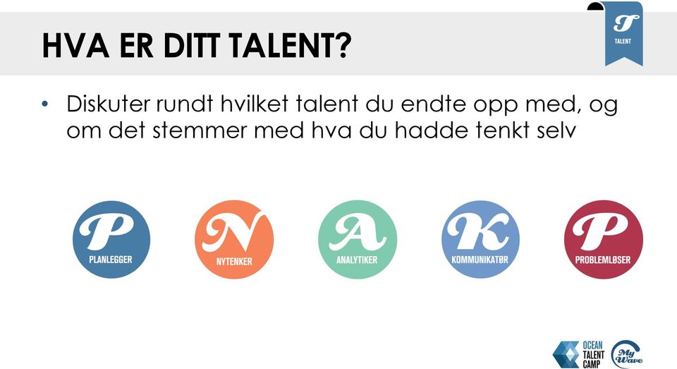 talent du endte opp med, og