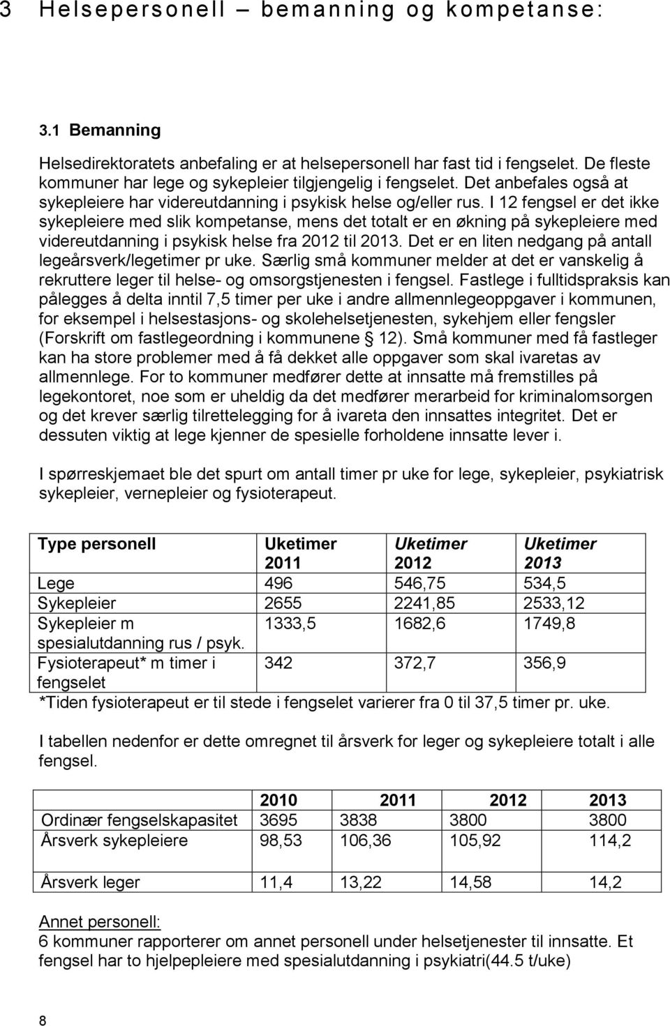 I 12 fengsel er det ikke sykepleiere med slik kompetanse, mens det totalt er en økning på sykepleiere med videreutdanning i psykisk helse fra 2012 til 2013.