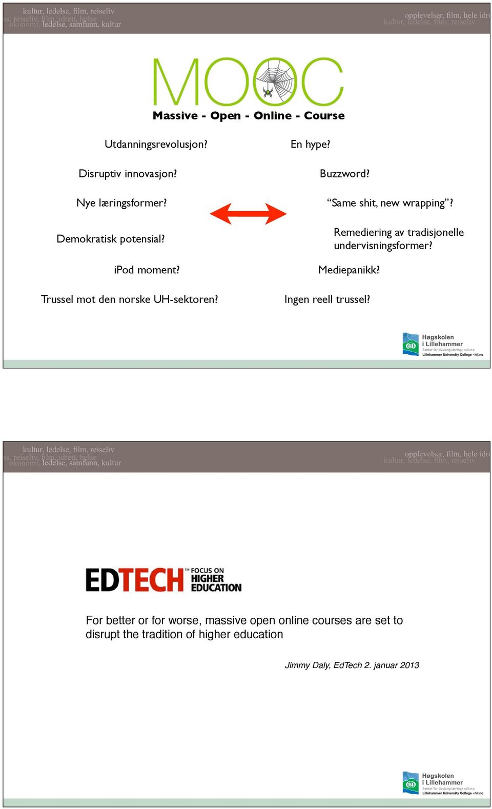 Same shit, new wrapping? Remediering av tradisjonelle undervisningsformer? Mediepanikk? Ingen reell trussel?